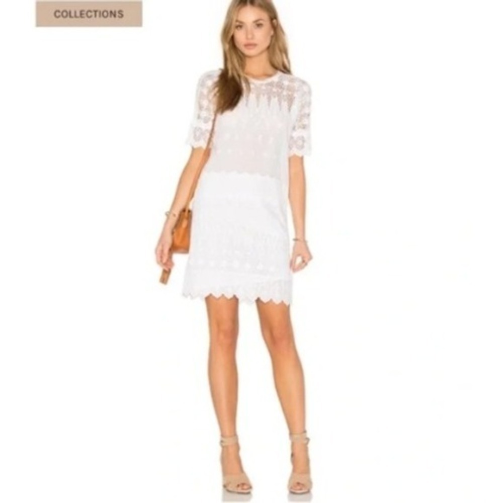 Ulla Johnson Viola White Cotton Lace Embroidered Crew Neck Mini Dress Size S 4 - Picture 15 of 16